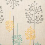 Closer look at cushion cover in Teal Yellow and Grey Blossom pattern.
