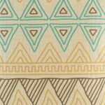 closer look at a cushion cover in tribal pastel colour.