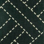 closer look at cushion with Black Geometric pattern.