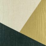 closer look at cushion with Tricolour pattern in navy,gold and grey colours..