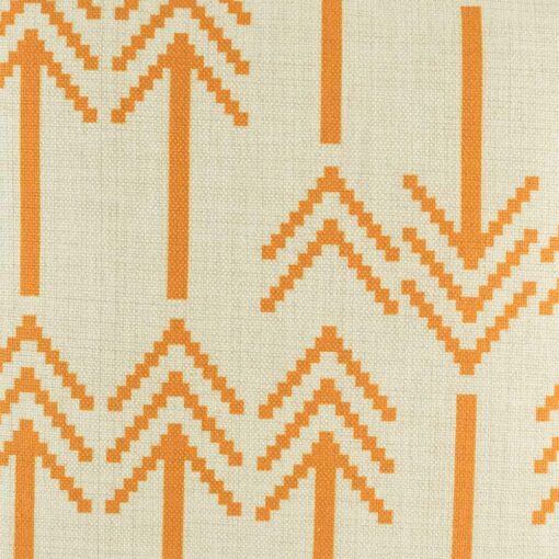 closer look at cushion with Orange Arrow pattern.