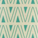 closer look at cushion cover with Teal Thick and Thin Chevron pattern.