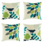 Colourful cushion cover set with green and teal colours
