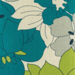 closer look at cushion cover with Blue and Green Blossom pattern.