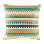cushion cover with Teal and Mustard Aztec pattern.