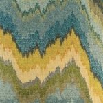 closer look at cushion with Blue and Yellow Tones Wave pattern.