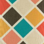 closer look at cushion with Multi Colour Diamond pattern.