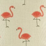 closer look at cushion with Pink Flamingo pattern.