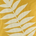 closer look at cushion with Mustard Fern pattern.