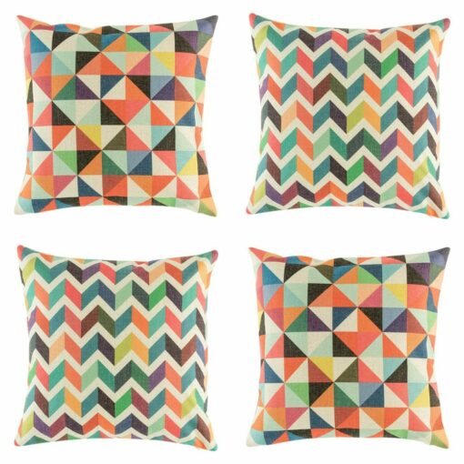 4 cushion cover in Multicolour Chevron and Geometric patterns.