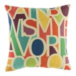 cushion cover reading Rainbow is my favorite color print.