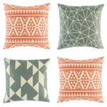 4 cushion in grey and punch colours with tribal and geometric patterns.