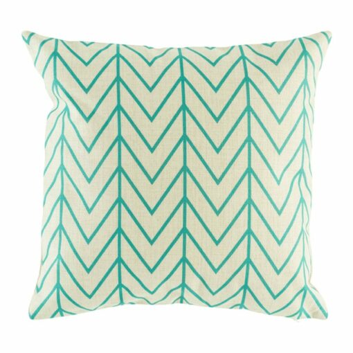cushion with Teal Thin Chevron pattern.