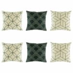 6 cushion with geometric patterns in navy colour.