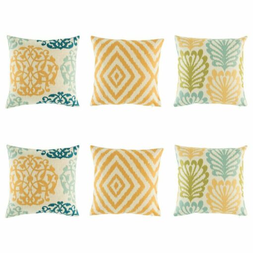 6 yellow patterned cushion cover