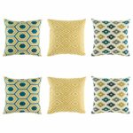 6 cushion with Multi Patterned in Gold and Blue colours.