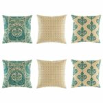 6 cushion Cover with Multi Patterned in Teal and White colours.