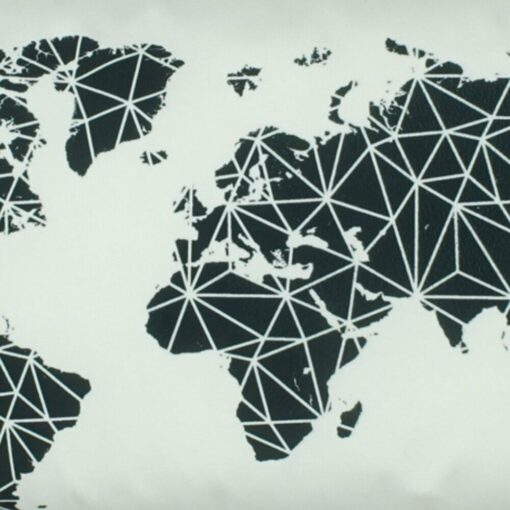 closer look at a rectangular cushion cover in Map pattern