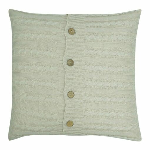 a Buttoned Cable Knit Cushion in Cream colour - 50x50cm