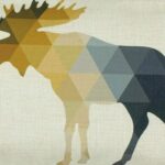 closer look at a Rectangular cushion in Multi Colour Geometric Moose pattern -30x50cm