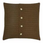 a Buttoned Cable Knit Cushion in Dark Brown colour - 50x50cm
