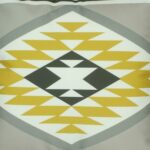 closer look at a cushion in Grey and Yellow Kilim pattern - 45x45cm