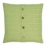 a Buttoned Cable Knit Cushion in Olive colour - 50x50cm