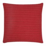 back side view of a Buttoned Cable Knit Cushion in Scarlet red colour - 50x50cm