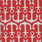 closer look at a Outdoor cushion in Red and White Anchor pattern