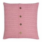 a Buttoned Cable Knit Cushion in Pink colour - 50x50cm