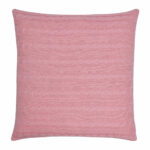 back side view of a Buttoned Cable Knit Cushion in Pink colour - 50x50cm