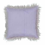 back side view of a square fur cushion in lilac with zipper - 45cm x 45cm