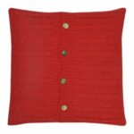 a Buttoned Cable Knit Cushion in red colour - 50x50cm