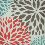 closer look at a cushion in Black Teal and Red Floral pattern - 45x45cm