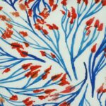 closer look at a cushion in Blue and Orange Plant pattern - 45x45cm