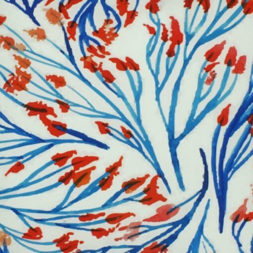 closer look at a cushion in Blue and Orange Plant pattern - 45x45cm