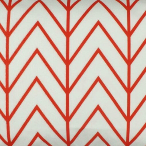 closer look at a rectangular cushion cover in Red Thin Chevron pattern
