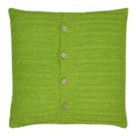cushion cover with buttoned cable knit fabric in lime green.