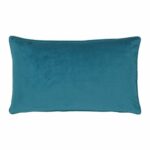 a blue rectangular cushion in velvet fabric. - 30x50cm