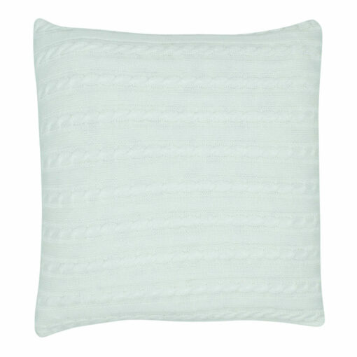 back view of the cable knit fabric cushion cover in white colour.