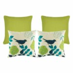 A set of Lime coloured cushion cover, adn a set of teal and lime bird inspired cushion cover