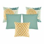 Two ikat design cushion cover, two skyblue cushion cover and one diamond design cushion cover.