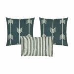 2 cushion covers in grey and white arrow design, and a rectangular white and black cushion