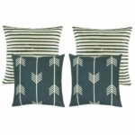 A pair of navy stripes cushion cover and a pair of arrow design cushion cover.