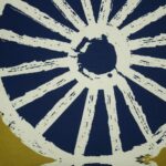Blue, white and olive green Cushion cover (45cmx45cm)