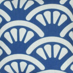 Closer look of the cushion cover with white and blue shell design