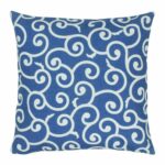 cotton linen blue and white cushion cover with swirly pattern in 45cmx45cm