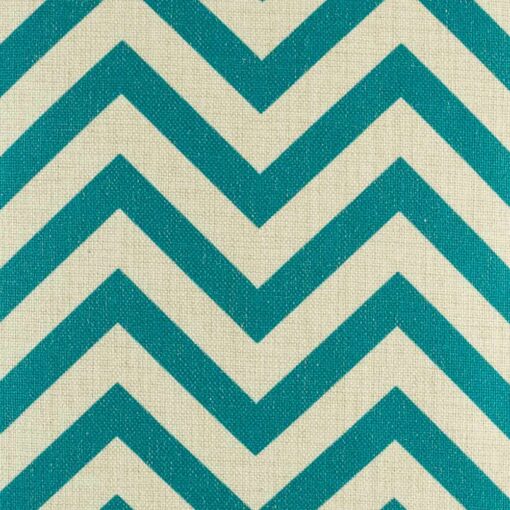 Close up photo of teal and white zigzag pattern cotton linen cushion (45cmx45cm)