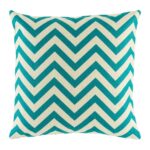 Photo of White and Teal with zigzag pattern cotton linen cushion cover in size 45cmx45cm
