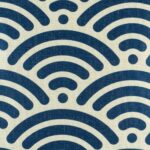 a closer look of the blue and white cushion cover made from 45cmx45cm cotton linen
